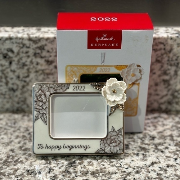 Hallmark 2022 Happy Beginnings Wedding picture frame ornament. NEW - Picture 2 of 8